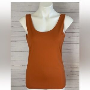 Boutique Essentials Tank Top Size Small Orange Sleeveless Fully Lined Stretch